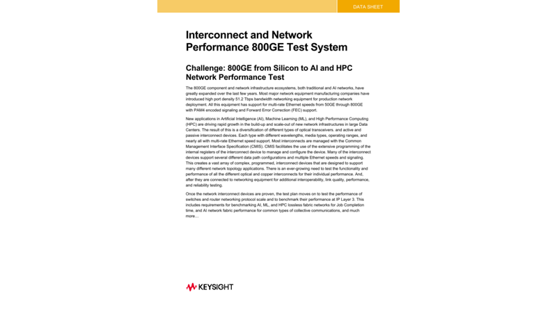 Interconnect and Network Performance 800GE Test System